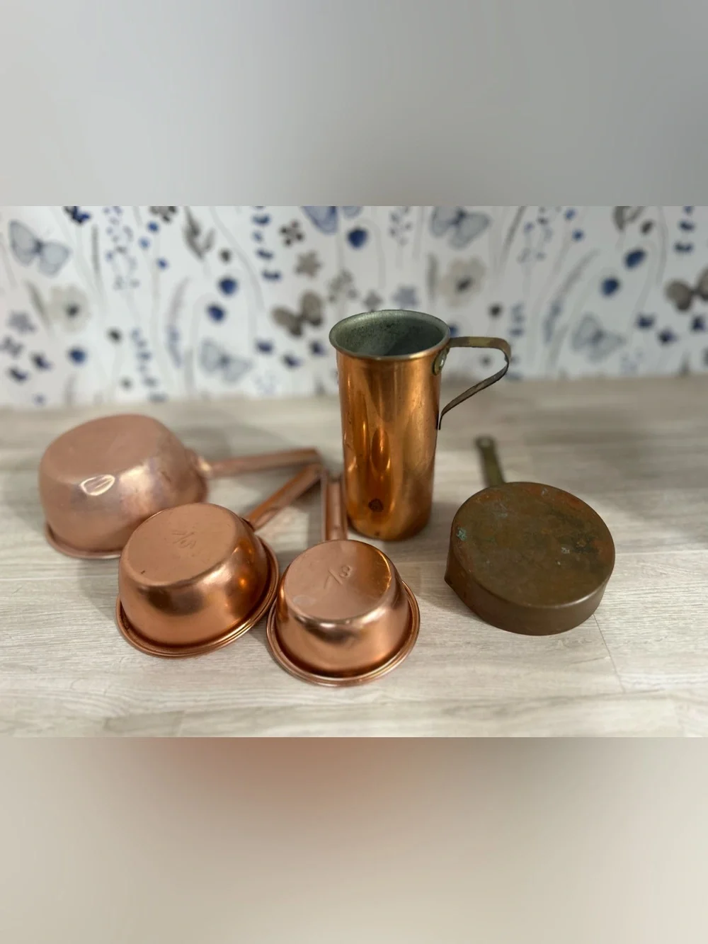 Vintage Color Craft Copper Anodized Measuring Cups Solid Copper Pouring Jug Set
